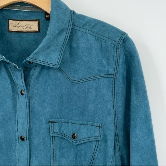 Legacy Falls Faux Suede Western Top Blue Size Medium H24 - Picture 3 of 6